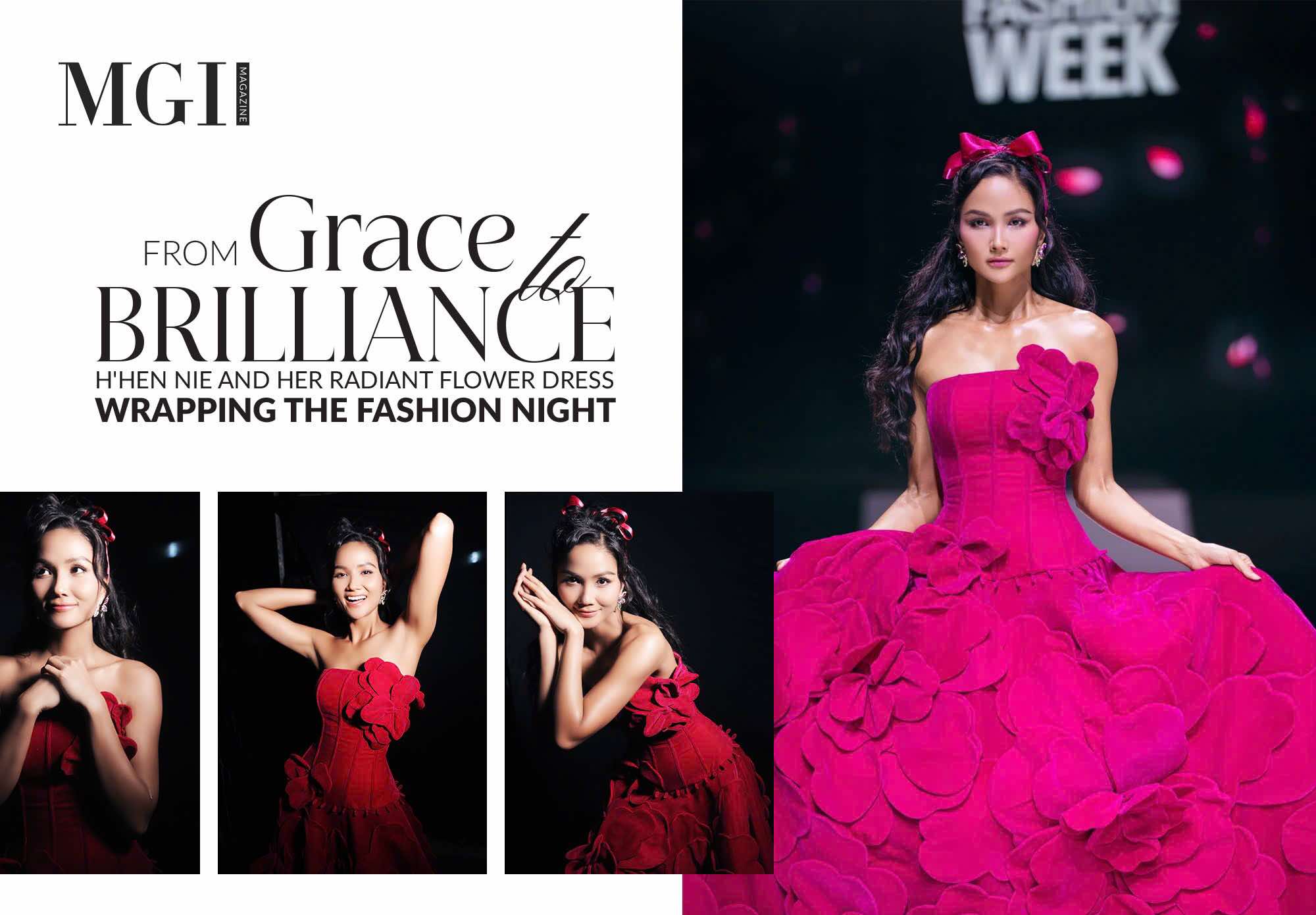 From Grace to Brilliance: H'Hen Nie and her Radiant Flower Dress Wrapping the Fashion Night